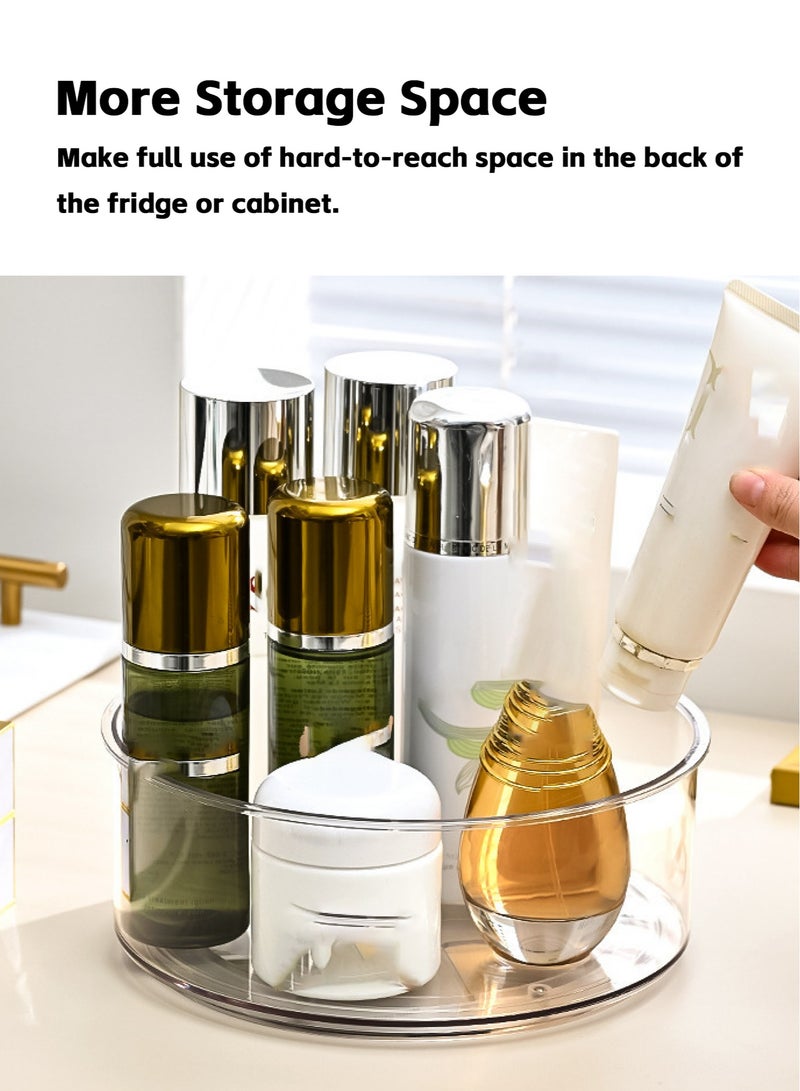 Teuuea 2 Pieces Lazy Susan Round Rotating Kitchen Organizer Storage, Turntable Food Storage Container, Clear Plastic Spinning 360 Degree Rotating for Pantry, Refrigerator, Cosmetic, Spices - Image 4