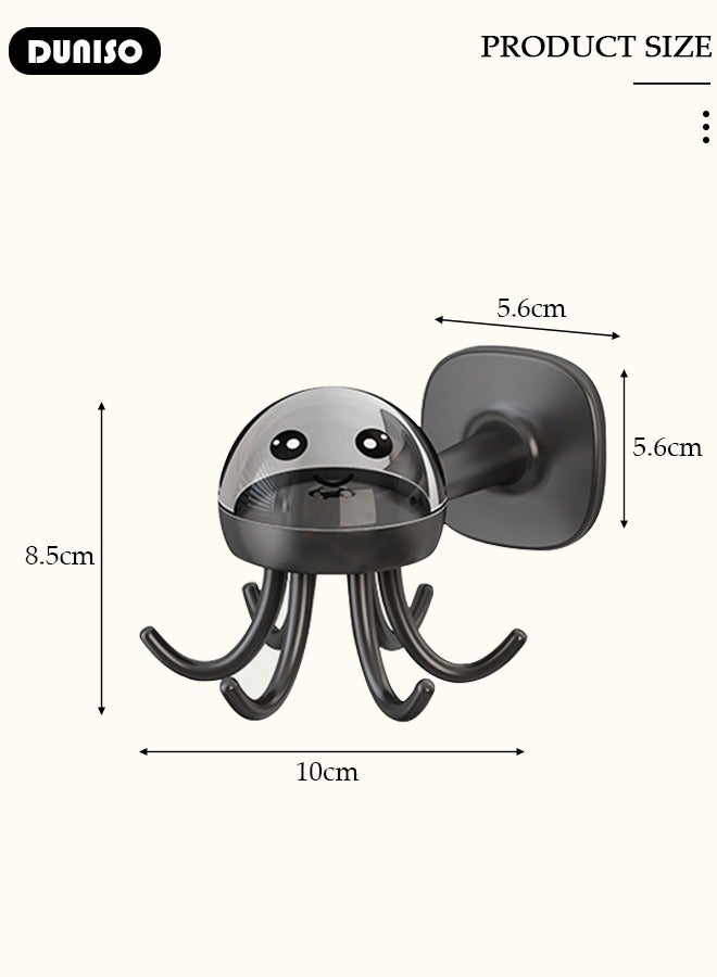 DUNISO 360° Rotation Utensil Hooks, Multi-Functional Under Cabinet Hanger Rack, Nail Free Adhesive Kitchen Utensil Holder, Hanging Hooks with 6 Rotatable Claws, Space Saving Hanging Kitchen Utensil Rack for Kitchen Bathroom, Wall Mount Hook for Kitchen Tools, Spoon, Towel, Key  - Image 4