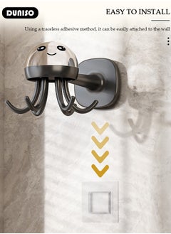 DUNISO 360° Rotation Utensil Hooks, Multi-Functional Under Cabinet Hanger Rack, Nail Free Adhesive Kitchen Utensil Holder, Hanging Hooks with 6 Rotatable Claws, Space Saving Hanging Kitchen Utensil Rack for Kitchen Bathroom, Wall Mount Hook for Kitchen Tools, Spoon, Towel, Key  - Image 5