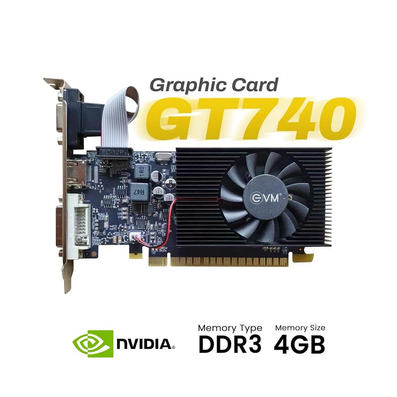 EVM -بطاقة الرسوميات GT740 سعة 4GB PCIe 3.0 مزود طاقة، مخرجات متعددة، مبرد مع مروحة، تبريد محسن، أداء عالي - ضمان 3 سنوات (-GT740) - Image 2
