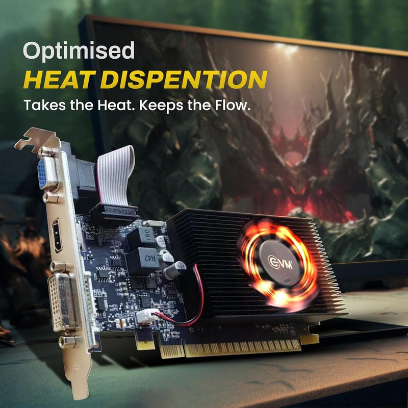 EVM -بطاقة الرسوميات GT740 سعة 4GB PCIe 3.0 مزود طاقة، مخرجات متعددة، مبرد مع مروحة، تبريد محسن، أداء عالي - ضمان 3 سنوات (-GT740) - Image 4