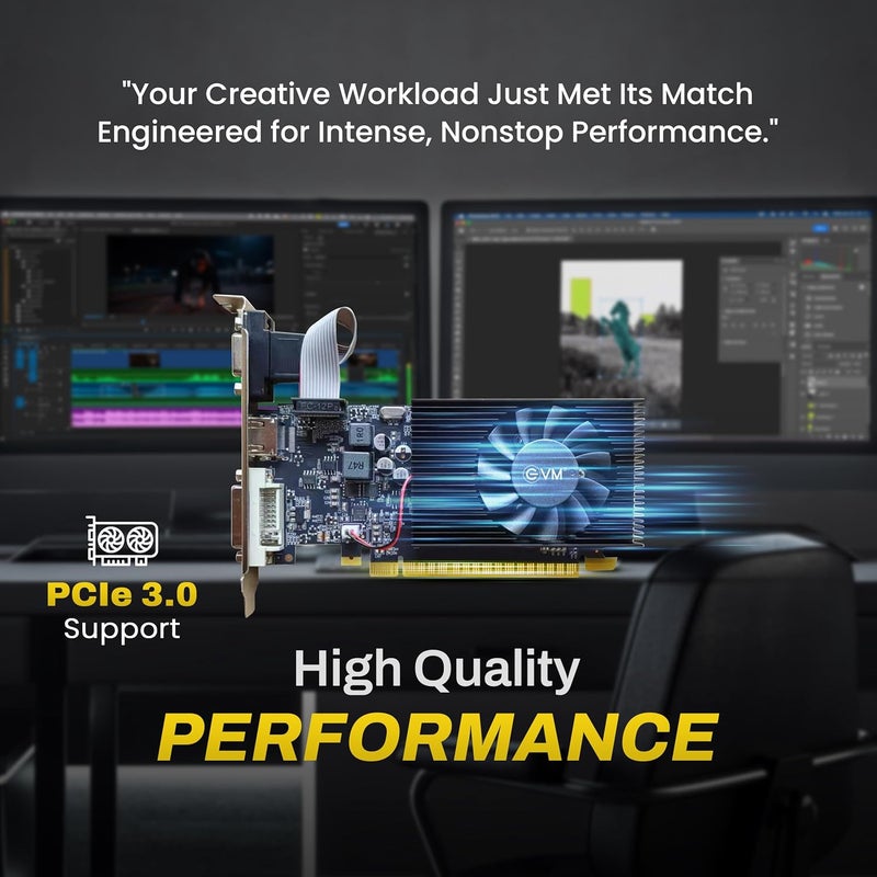 EVM -بطاقة الرسوميات GT740 سعة 4GB PCIe 3.0 مزود طاقة، مخرجات متعددة، مبرد مع مروحة، تبريد محسن، أداء عالي - ضمان 3 سنوات (-GT740) - Image 5