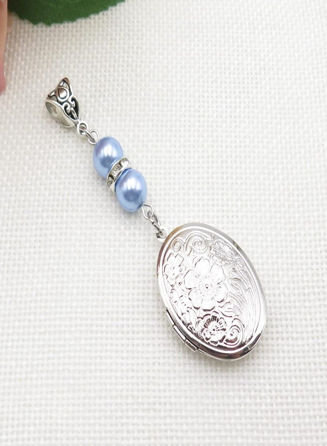 IDLAN Locket for Bouquet Memorial Bouquet Charm Memorial Wedding Gift Memorial Bride Pendant Photo Keepsake Something Blue (Oval Locket) - Image 5