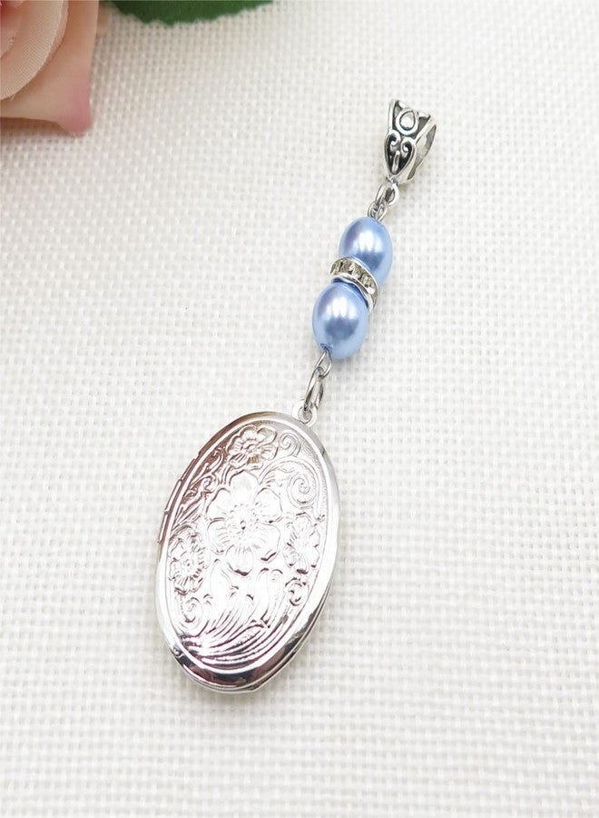 IDLAN Locket for Bouquet Memorial Bouquet Charm Memorial Wedding Gift Memorial Bride Pendant Photo Keepsake Something Blue (Oval Locket) - Image 4