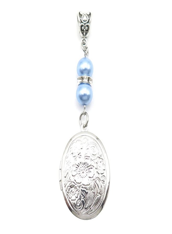 IDLAN Locket for Bouquet Memorial Bouquet Charm Memorial Wedding Gift Memorial Bride Pendant Photo Keepsake Something Blue (Oval Locket) - Image 1