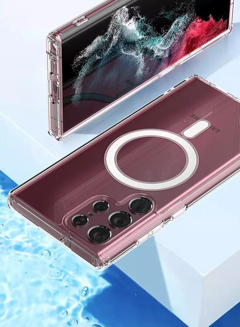 Theodor Magnetic Case for Samsung Galaxy S23 Ultra 6.8-inch Compatible with MagSafe Wireless Charging, Shockproof Phone Bumper Cover, Anti-Scratch Clear Back (Clear) - Image 5