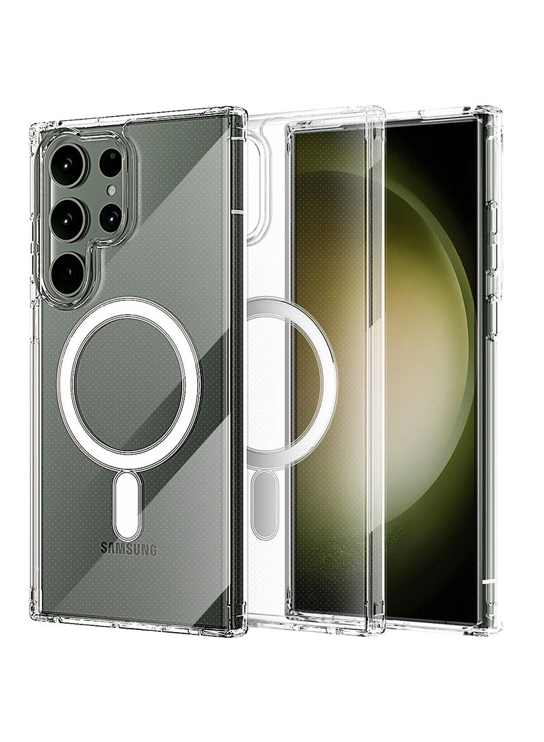 Theodor Magnetic Case for Samsung Galaxy S23 Ultra 6.8-inch Compatible with MagSafe Wireless Charging, Shockproof Phone Bumper Cover, Anti-Scratch Clear Back (Clear) - Image 1