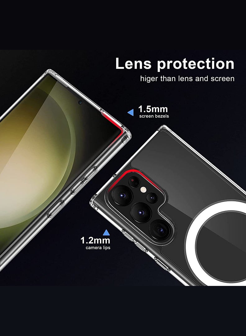 Theodor Magnetic Case for Samsung Galaxy S23 Ultra 6.8-inch Compatible with MagSafe Wireless Charging, Shockproof Phone Bumper Cover, Anti-Scratch Clear Back (Clear) - Image 4