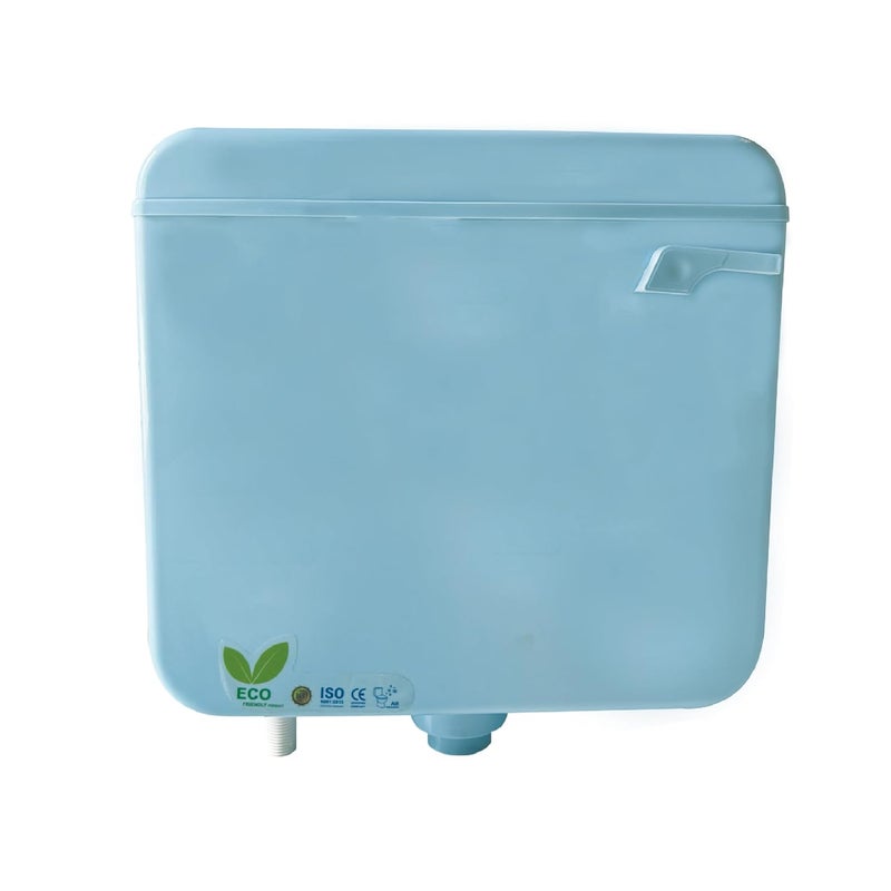 LUXART LUXART 8 LTR Wall Mounted TBlue Flush Tank for Toilet Polypropylene Smart PVC Slim Cistern Side Handle Front Flushing with Air Freshener Complete Kit - Image 2