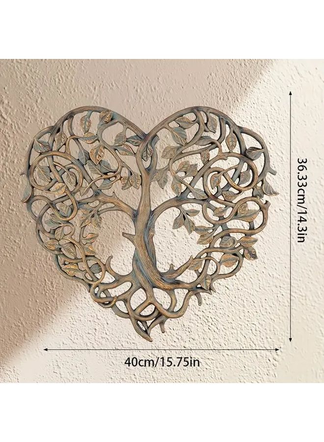 شجرة الحياة منحوتة معدنية لجدار من الحديد مقاس 15.75 × 14.3 بوصة، ديكور منزلي حديث للداخل والخارج - Image 3