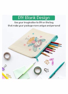 KASTWAVE Blank Diy Craft Bag Canvas Pen Case Canvas Zipper Pouch Bags Canvas Pencil Pouch Canvas Makeup Bags 9.25 X 6.89 Inches, L  - Image 5