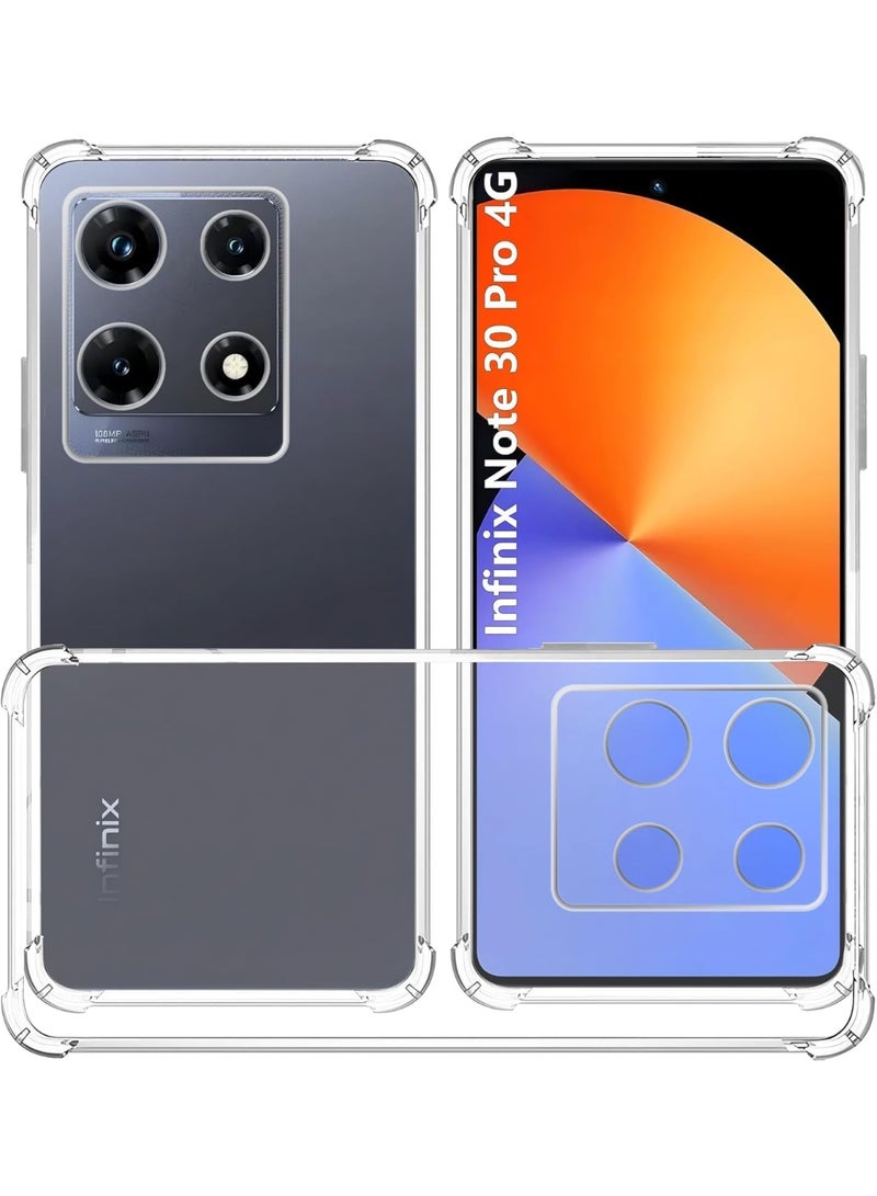 جراب لهاتف Note 30 Pro 4G، مصنوع من مادة TPU الشفافة ذات الزوايا الأربع بدرجة عسكرية، غطاء ناعم Infinix Note 30 Pro 4Gشفاف - Image 1