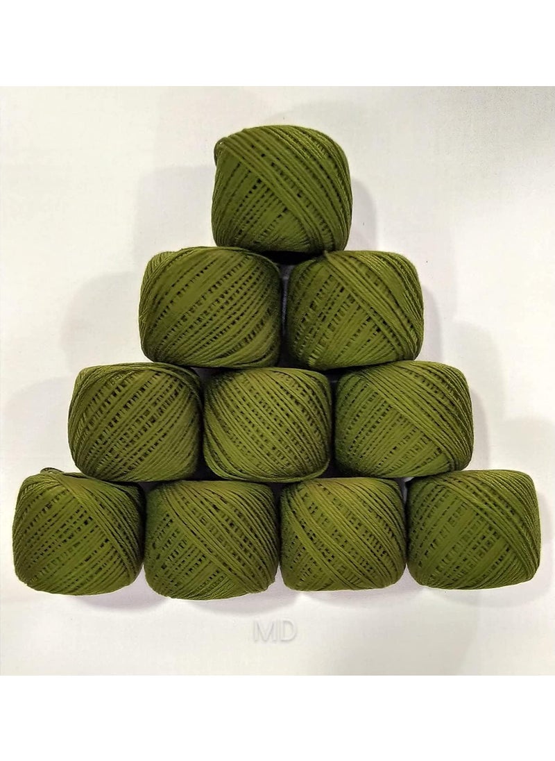 Darkness - DARKNESS Embroidery Material Crochet Cotton Thread Yarn for Knitting and Craft Making Combo Pack of 10 (Mendi Green) - Image 1