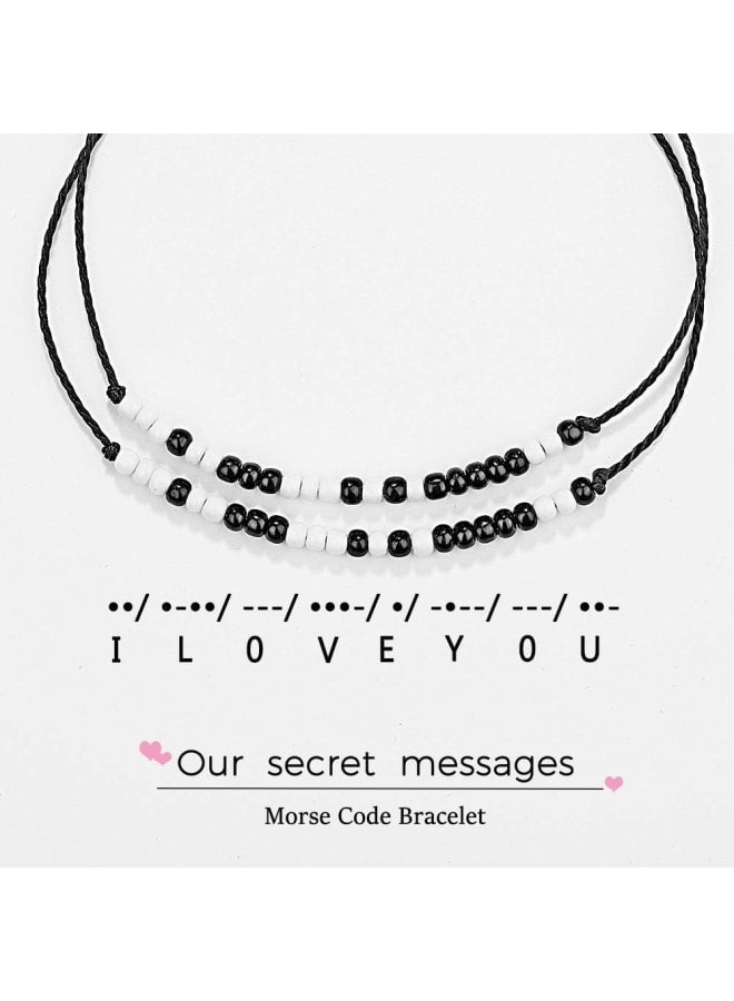 UNGENT THEM I Love You Morse Code Bracelet Couples Matching Bracelets Relationship Beads Bracelet Set Jewelry Gifts for Him and Her, Boyfriend and Girlfriend, Men Women, 25.40 cm, beads,