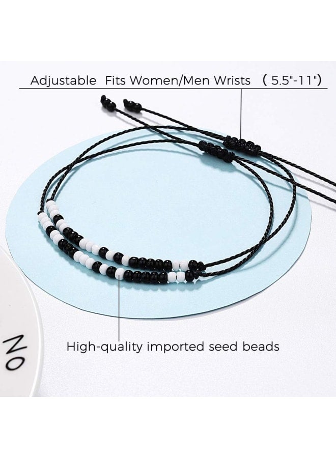 UNGENT THEM I Love You Morse Code Bracelet Couples Matching Bracelets Relationship Beads Bracelet Set Jewelry Gifts for Him and Her, Boyfriend and Girlfriend, Men Women, 25.40 cm, beads,