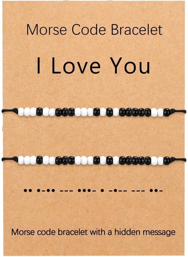 UNGENT THEM I Love You Morse Code Bracelet Couples Matching Bracelets Relationship Beads Bracelet Set Jewelry Gifts for Him and Her, Boyfriend and Girlfriend, Men Women, 25.40 cm, beads,