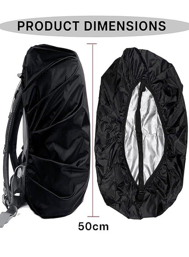 BUNVOX™ Dust & Rain Cover for Backpack with Pouch, Waterproof Dustproof Rain Cover Bag Elastic Adjustable for School, College, Office, Trekking Bags (30L-35L, Black) (Pack of 2) - Image 3