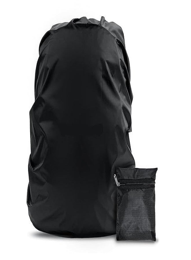 BUNVOX™ Dust & Rain Cover for Backpack with Pouch, Waterproof Dustproof Rain Cover Bag Elastic Adjustable for School, College, Office, Trekking Bags (30L-35L, Black) (Pack of 2) - Image 1