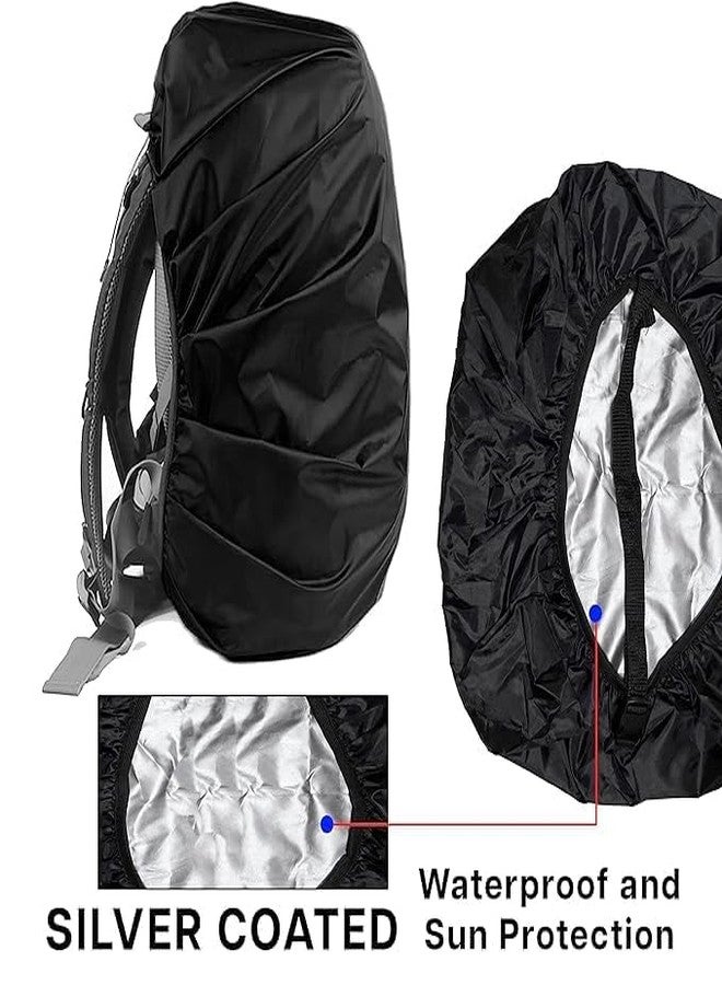 BUNVOX™ Dust & Rain Cover for Backpack with Pouch, Waterproof Dustproof Rain Cover Bag Elastic Adjustable for School, College, Office, Trekking Bags (30L-35L, Black) (Pack of 2) - Image 2