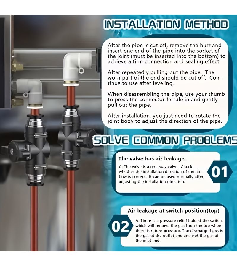 2pcs M8 Quick Connect Air Flow Control Valves Manual Shut Off Fittings - Image 2