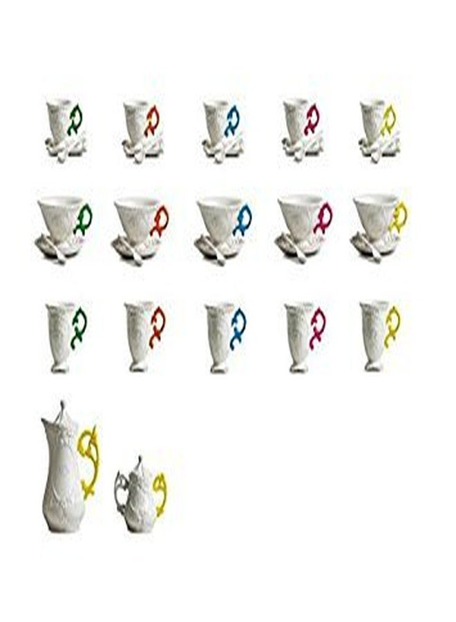 سيليتي طقم أواني سيليتي آي-ويرز بمقبض ملون، مصنوع من البورسلين، أبيض/أصفر - Image 4