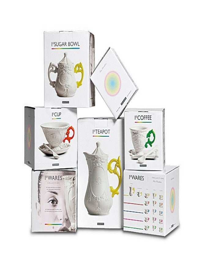 سيليتي طقم أواني سيليتي آي-ويرز بمقبض ملون، مصنوع من البورسلين، أبيض/أصفر - Image 5