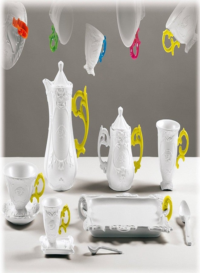 سيليتي طقم أواني سيليتي آي-ويرز بمقبض ملون، مصنوع من البورسلين، أبيض/أصفر - Image 3