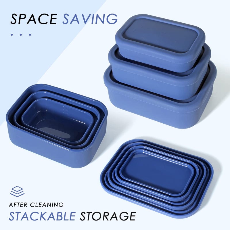 Keweis Silicone Food Storage Containers, Set of 3 Rectangular Bento Lunch Box Containers with Lids, Hard-Shell Silicone, Airtight, Microwave, Dishwasher and Freezer Safe (10oz, 23.6oz, 44oz) - Image 2