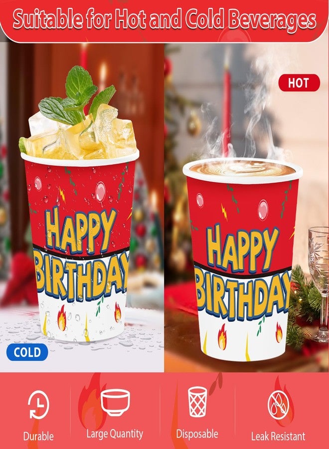 Greencian 100Pcs Cartoon Animation Birthday Party Cups 9oz Disposable Red and Yellow Paper Cups Cartoon Animated Party Decorations for Hot or Cold Food Beverage Themed Supplies Serves 24 - Image 3