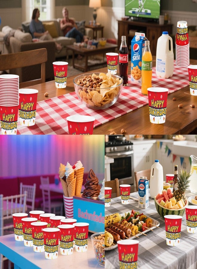 Greencian 100Pcs Cartoon Animation Birthday Party Cups 9oz Disposable Red and Yellow Paper Cups Cartoon Animated Party Decorations for Hot or Cold Food Beverage Themed Supplies Serves 24 - Image 5