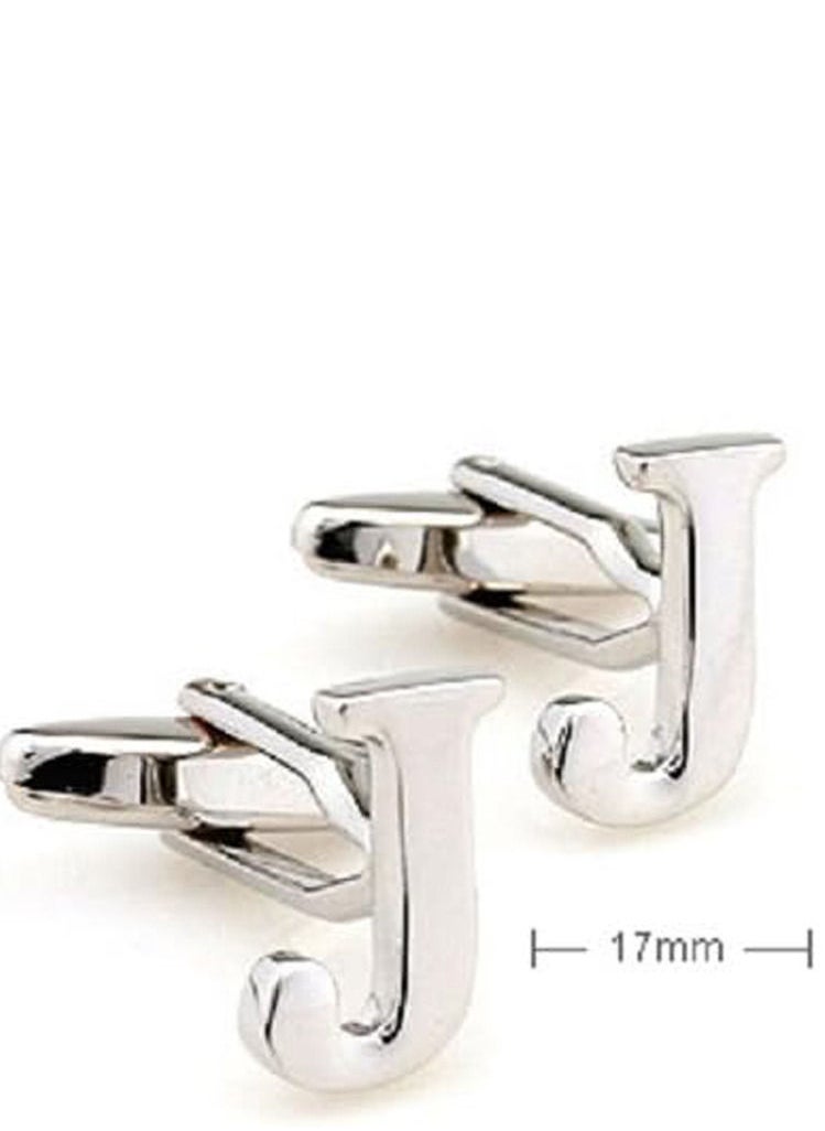 GROWSTEADY - Personalized Fashion English Letter J Shape Cufflinks Mens French Shirt Cufflinks For Wedding - Image 1