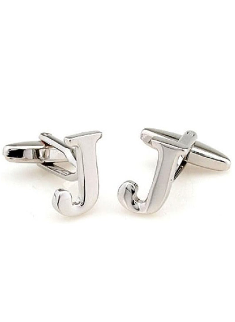 GROWSTEADY - Personalized Fashion English Letter J Shape Cufflinks Mens French Shirt Cufflinks For Wedding - Image 1