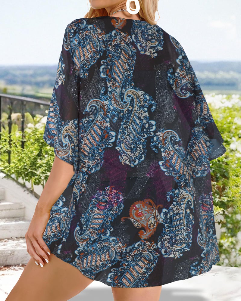 CHICGAL Summer Kimono Cardigan for Women Sheer Light Tops Casual Open Front Swimwear Shirts Beach Cover ups (Boho Purple,M) - Image 5
