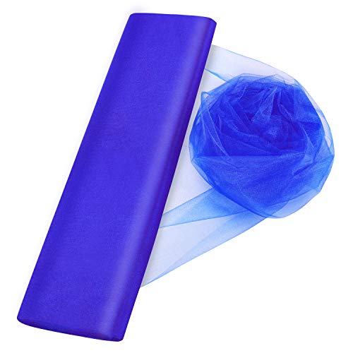 Anteer Crystal Organza Tulle Sheer Fabric Backdrop Curtains for Wedding Baby Shower Birthday Party Event Decor, 19” by 30 Yard (Royal Blue) - Image 1