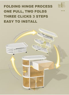 YEYA 3-In-1 Baby Folding And Movable 3-Layer Trolley Storage Shelve  - Image 2