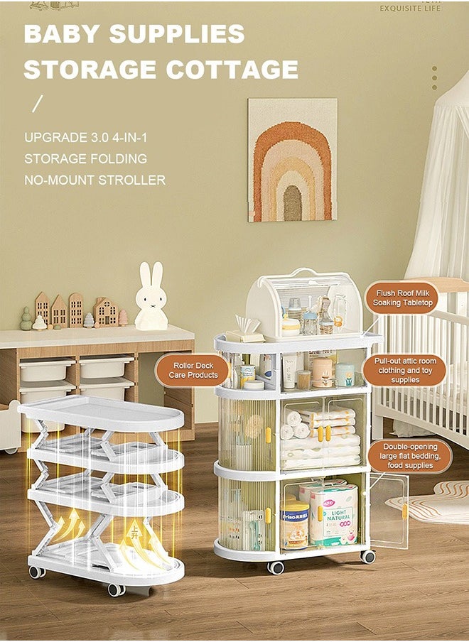 YEYA 3-In-1 Baby Folding And Movable 3-Layer Trolley Storage Shelve  - Image 3