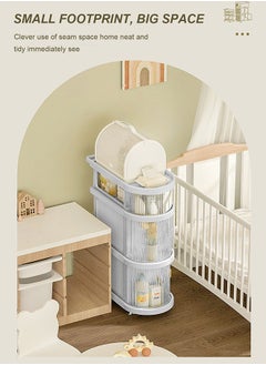 YEYA 3-In-1 Baby Folding And Movable 3-Layer Trolley Storage Shelve  - Image 4