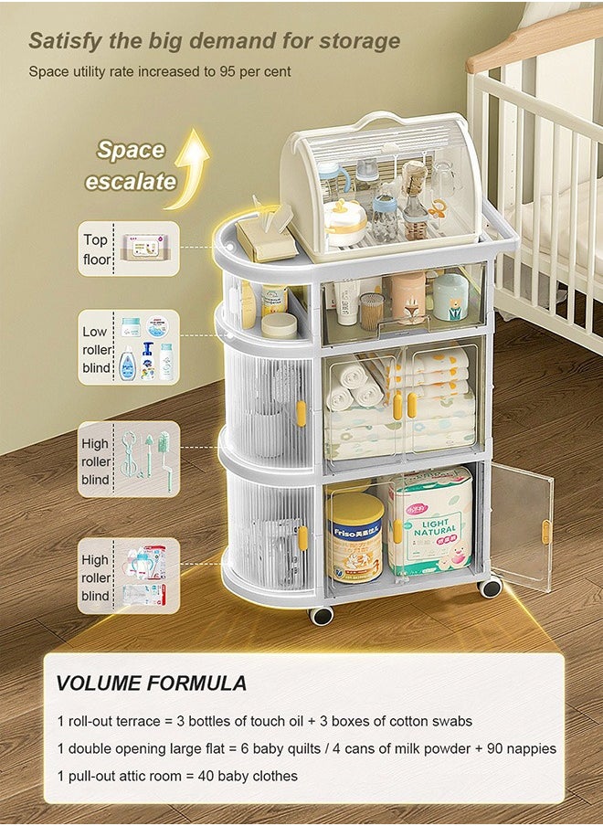 YEYA - 3-In-1 Baby Folding And Movable 3-Layer Trolley Storage Shelve - Image 1
