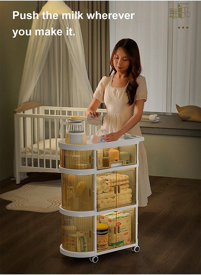 YEYA - 3-In-1 Baby Folding And Movable 3-Layer Trolley Storage Shelve - Image 1