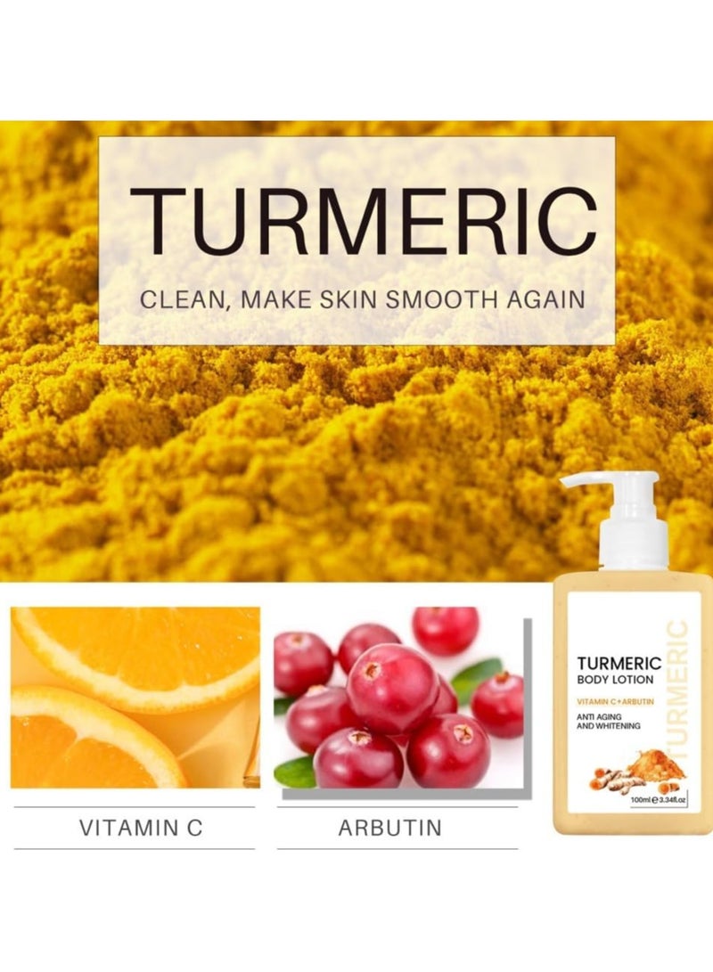 سوفازين 100 مل لوشن الجسم بالكركم مع فيتامين C + أربوتين للجسم والوجه واليدين والقدمين ، يساعد على شد البشرة وترطيبها وتوحيد لونها ، مما يجعل البشرة ناعمة وناعمة ، مناسب للبشرة الخشنة والجافة - Image 3