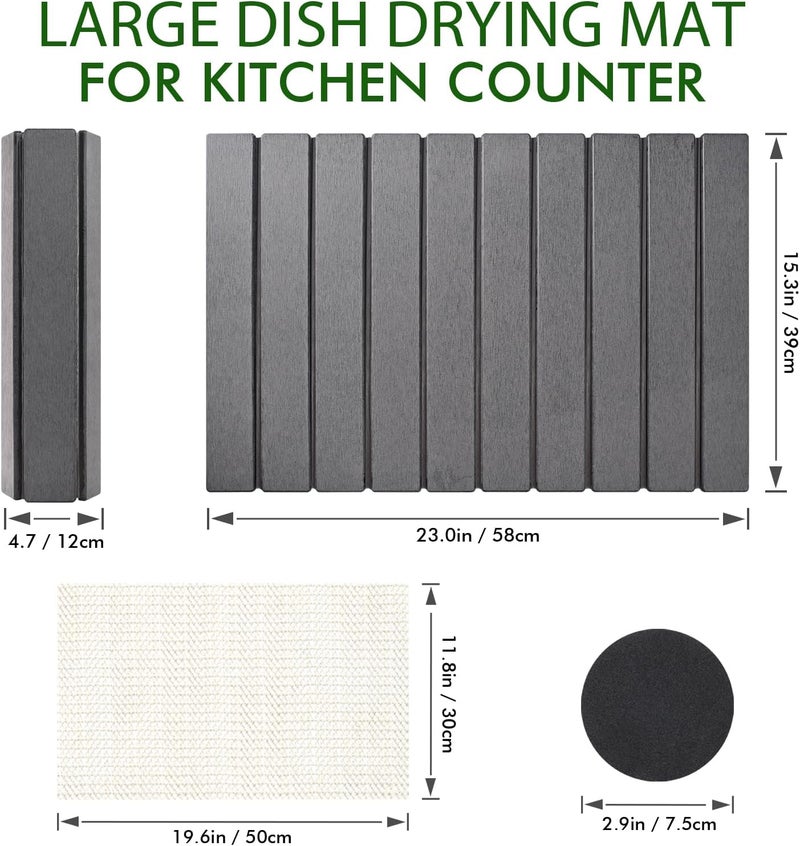 Oxydrily Stone Dish Drying Mat for Kitchen Counter,Large Dark Gray Foldable Diatomaceous Earth Dish Drying Mat,Quick-Dry Absorbent Bath & Countertop Stone Dishes Mats for Dishes Bottles Cups 23"x15.3" - Image 5
