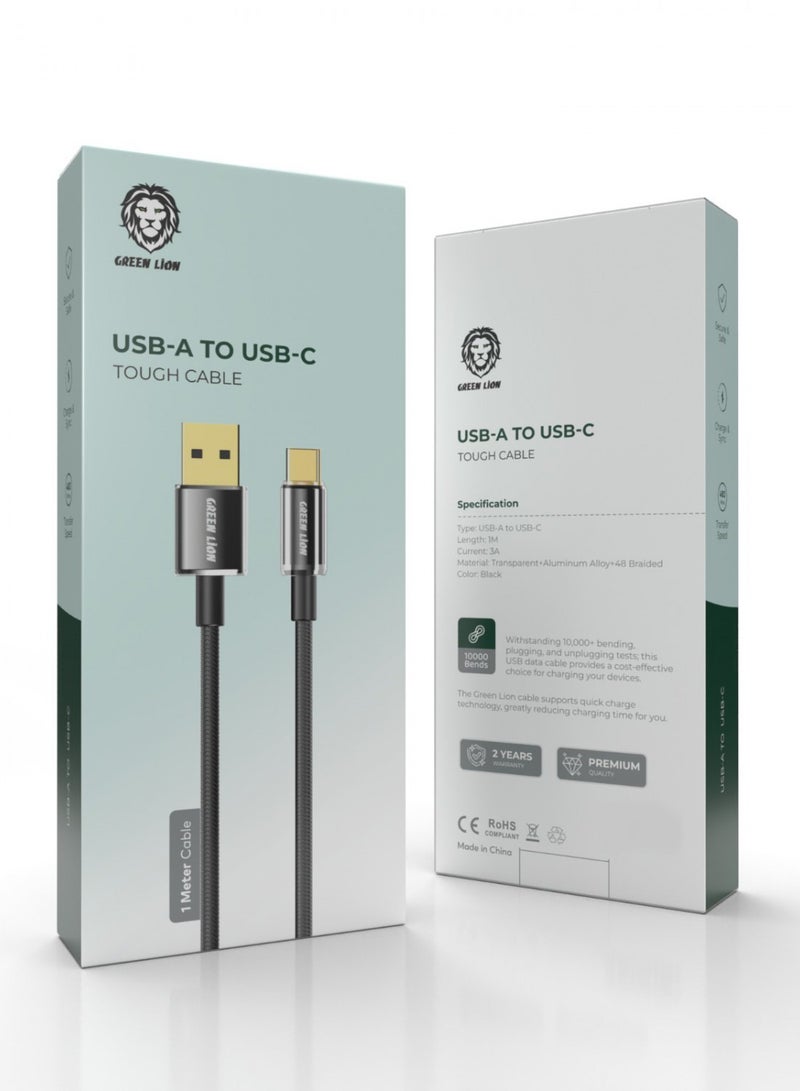 Green Lion USB-A to USB-C Touch Cable 1M 3A - Black