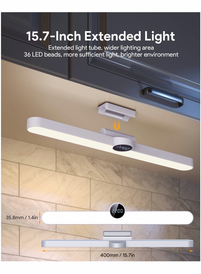 SOLARAE Rechargeable Dimmable Large Under Cabinet Light with Digital Clock , 15.7 Inches 5W Wireless LED Closet Light , 3 Colors Wall Mounted Reading Light for Kitchen Vanity Bed-Side Wardrobe - Image 5