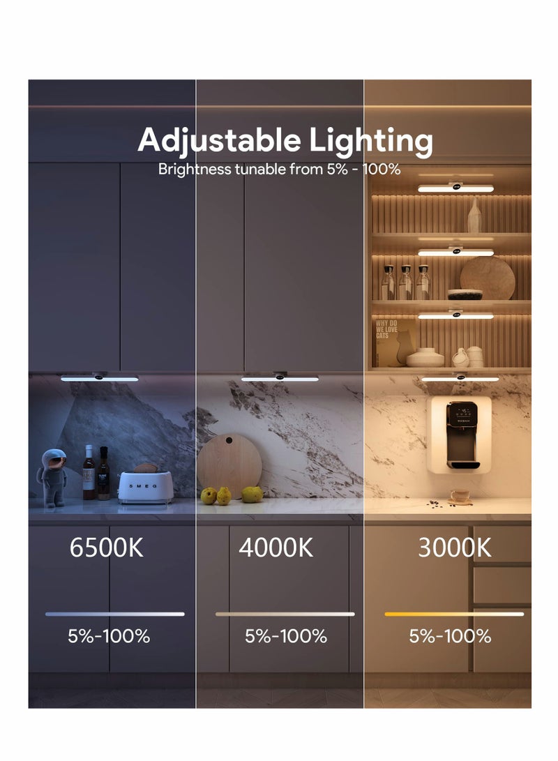 SOLARAE Rechargeable Dimmable Large Under Cabinet Light with Digital Clock , 15.7 Inches 5W Wireless LED Closet Light , 3 Colors Wall Mounted Reading Light for Kitchen Vanity Bed-Side Wardrobe - Image 2
