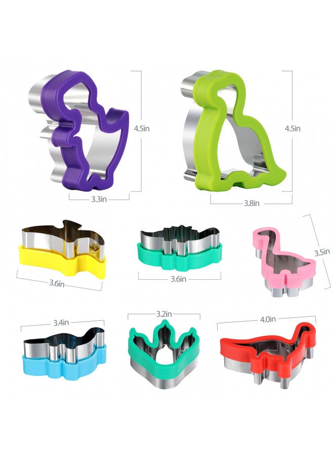 Elfkitwang Dinosaur Cookie Cutters Set - Stainless Steel Shaped Cookie Candy Food Cutters Molds for DIY, Kitchen, Baking, Kids Dinosaur Theme Birthday Party Supplies Favors (8pack)  - Image 3