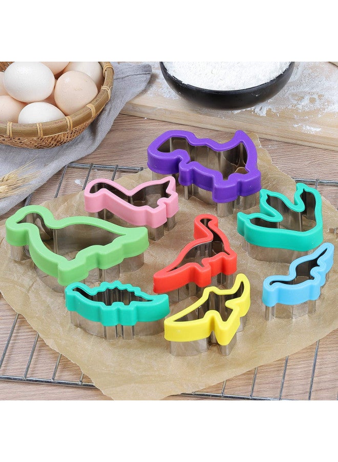 Elfkitwang Dinosaur Cookie Cutters Set - Stainless Steel Shaped Cookie Candy Food Cutters Molds for DIY, Kitchen, Baking, Kids Dinosaur Theme Birthday Party Supplies Favors (8pack)  - Image 1