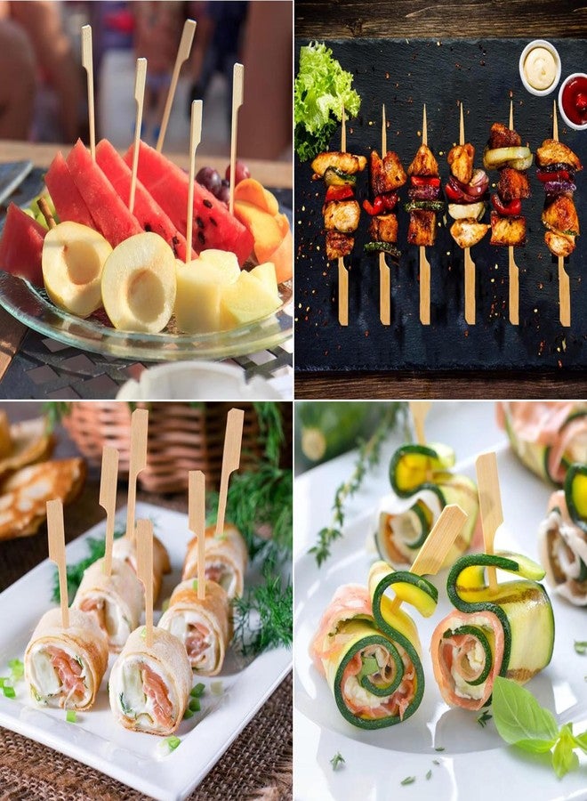 ANTETOK 6Inch Bamboo Skewers - 100Pcs Wide Flat Paddle Bamboo Wood Picks for Appetizers, Fruit Kabobs, Barbecue Snacks, Fondue, Marshmallow - Image 4