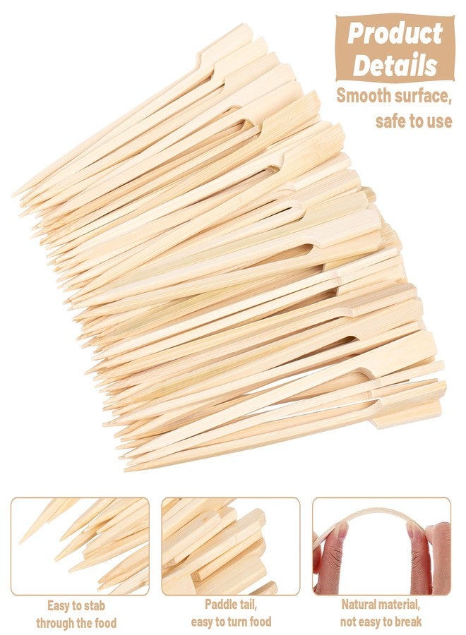 ANTETOK 6Inch Bamboo Skewers - 100Pcs Wide Flat Paddle Bamboo Wood Picks for Appetizers, Fruit Kabobs, Barbecue Snacks, Fondue, Marshmallow - Image 2