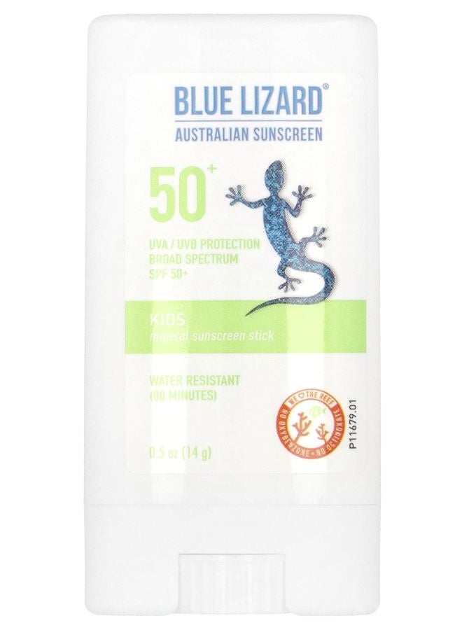 Blue Lizard Australian Sunscreen Kids Mineral Sunscreen Stick SPF 50+ 0.5 oz (14 g)