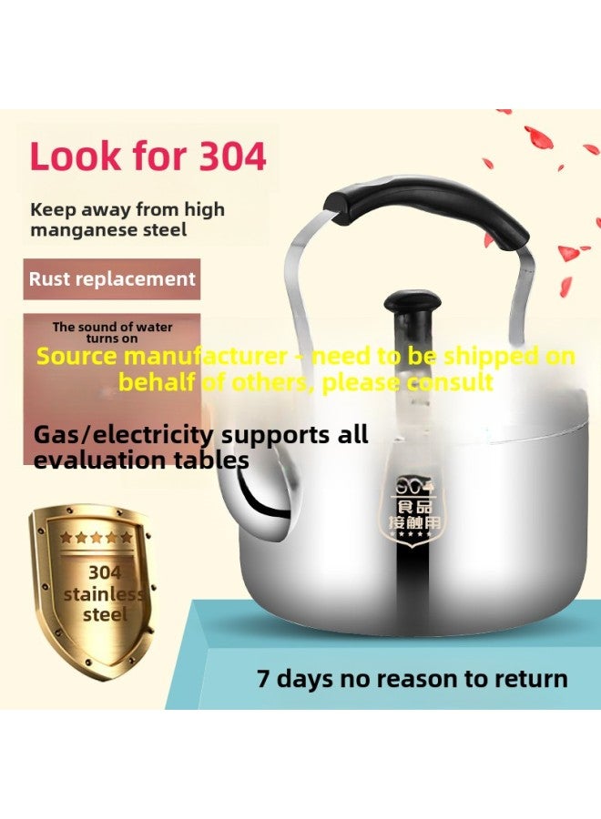 Special Thick 304 Stainless Steel Whistle Large Capacity Kettle Gas Domestic Kettle Gas Stove Induction Cooker Universal-Color:4 Liters  A Small Thermos Capacity-Capacity:Special Thick 304  With Scouring Pad Detergent  - Image 2